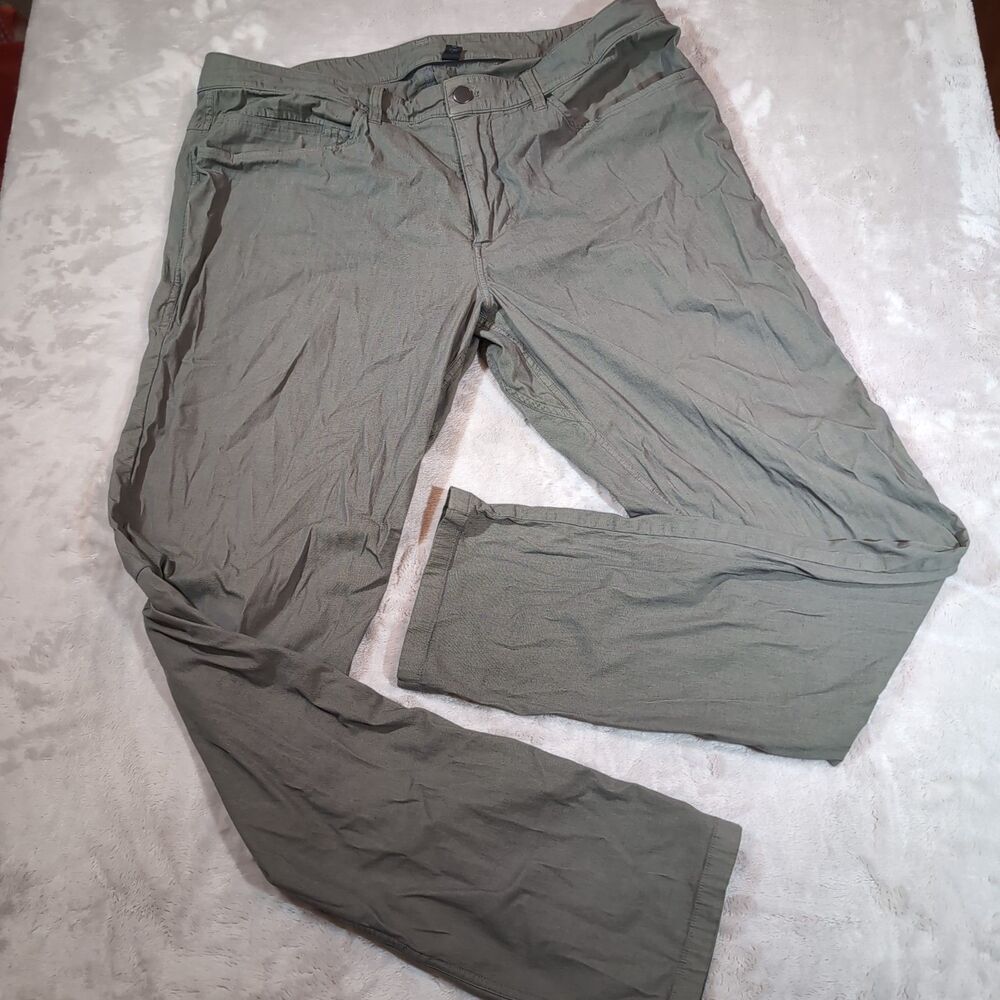 Lululemon ABC Pant Slim Mens 34 (35x31) Washed Gray‎ Sage Cotton Blend 5 Pocket